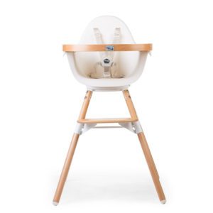 Childhome Evolu 2 High Chair Natural and White with Tray in Natural CHEVOTB