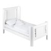 White Troll Sun cot as junior bed with white linen