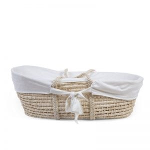 Childhome Corn Husk Moses Basket with Jersey Cotton Insert in Off White