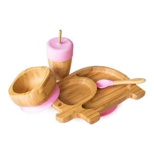 Bamboo Elephant Children's Dinnerware Gift Set Pink
