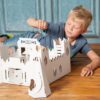 Boy Playing with Calafant Western Fort Cardboard Model