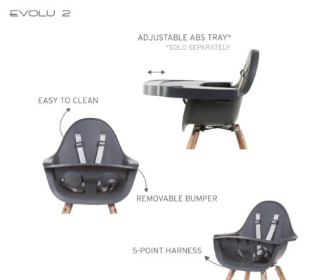 Childhome Evolu 2 High Chair Natural and Grey CHEVOChNA